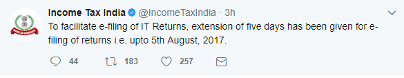 Income Tax Department tweet